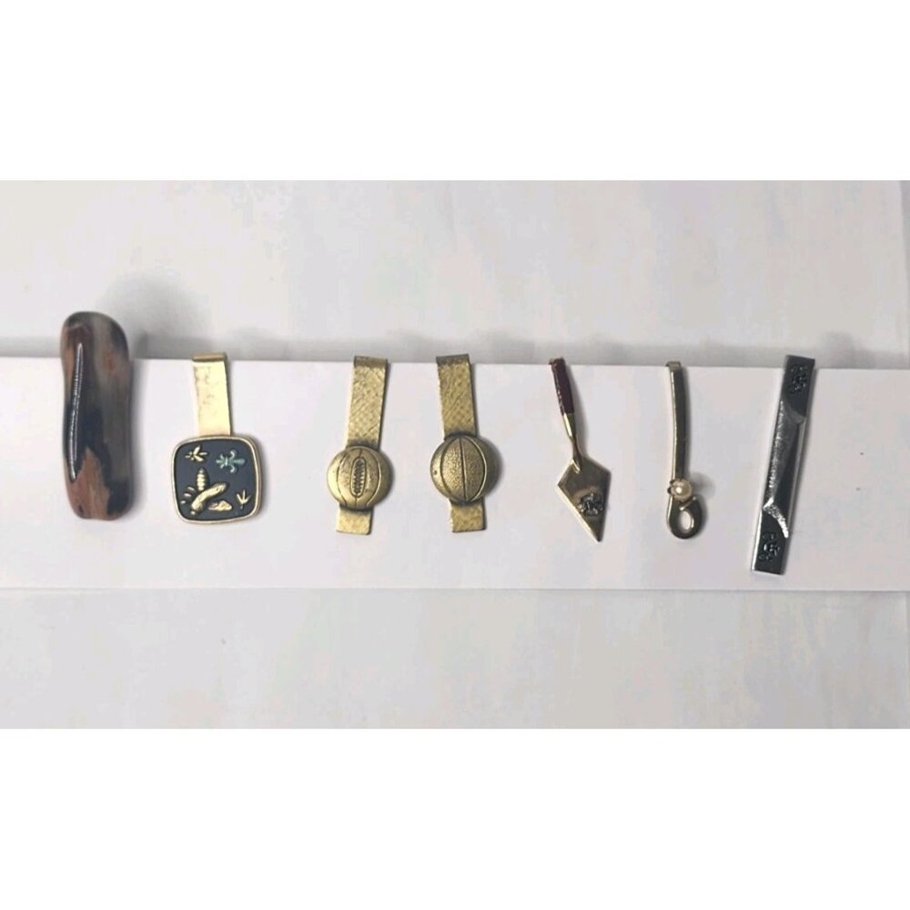Vintage 1970's-80's  Tie Clips Assorted Lot Set of 7